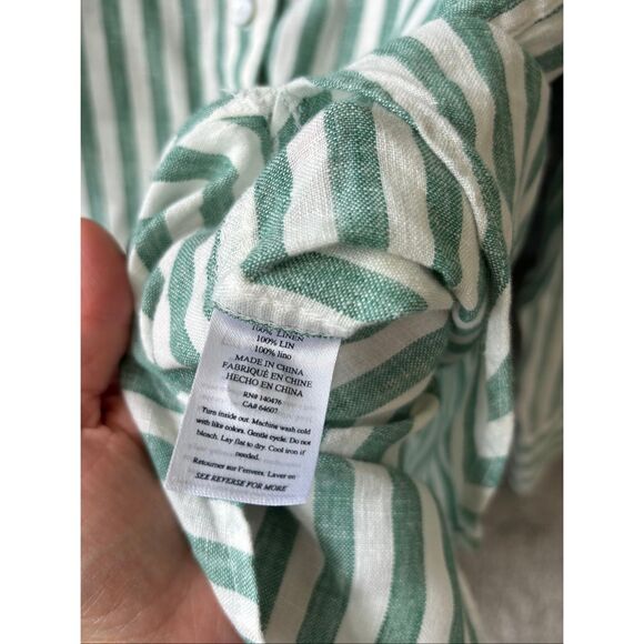 NWOT Faherty Laguna Linen Relaxed Shirt - Deep Jungle Lucy Stripe, XS $168 G5 - Picture 7 of 9